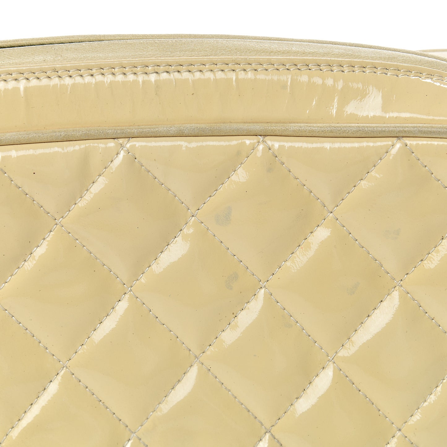Patent Quilted Tassel Camera Case Beige