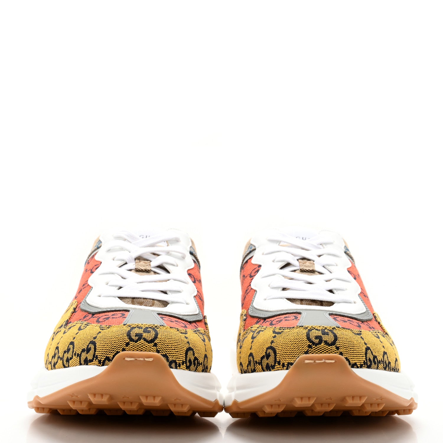 Gucci Monogram Multicolor Mens Rhyton Sneakers 10 Yellow Blue Great White Tabasco 2 of 10