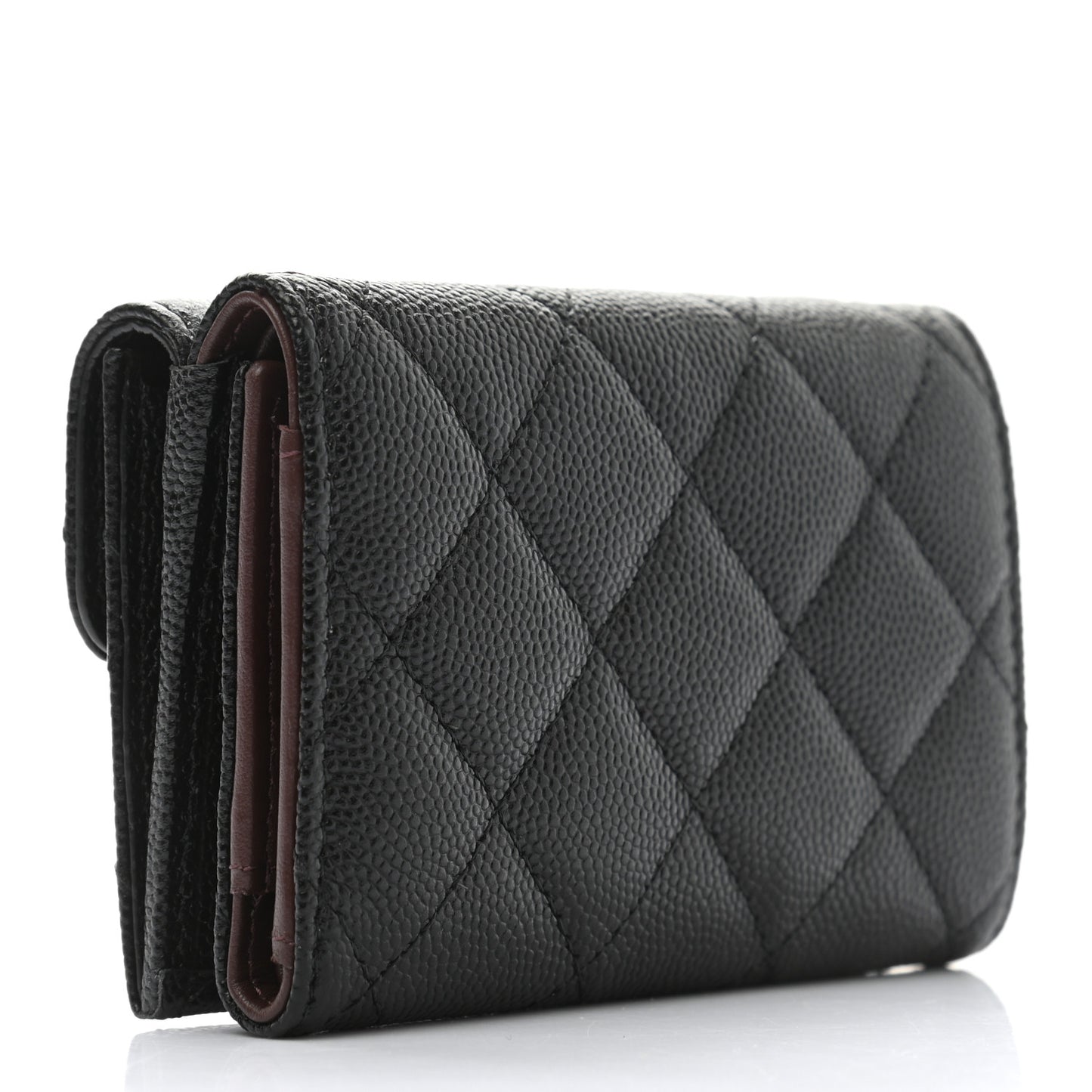 Caviar Quilted Double Flap Wallet Black