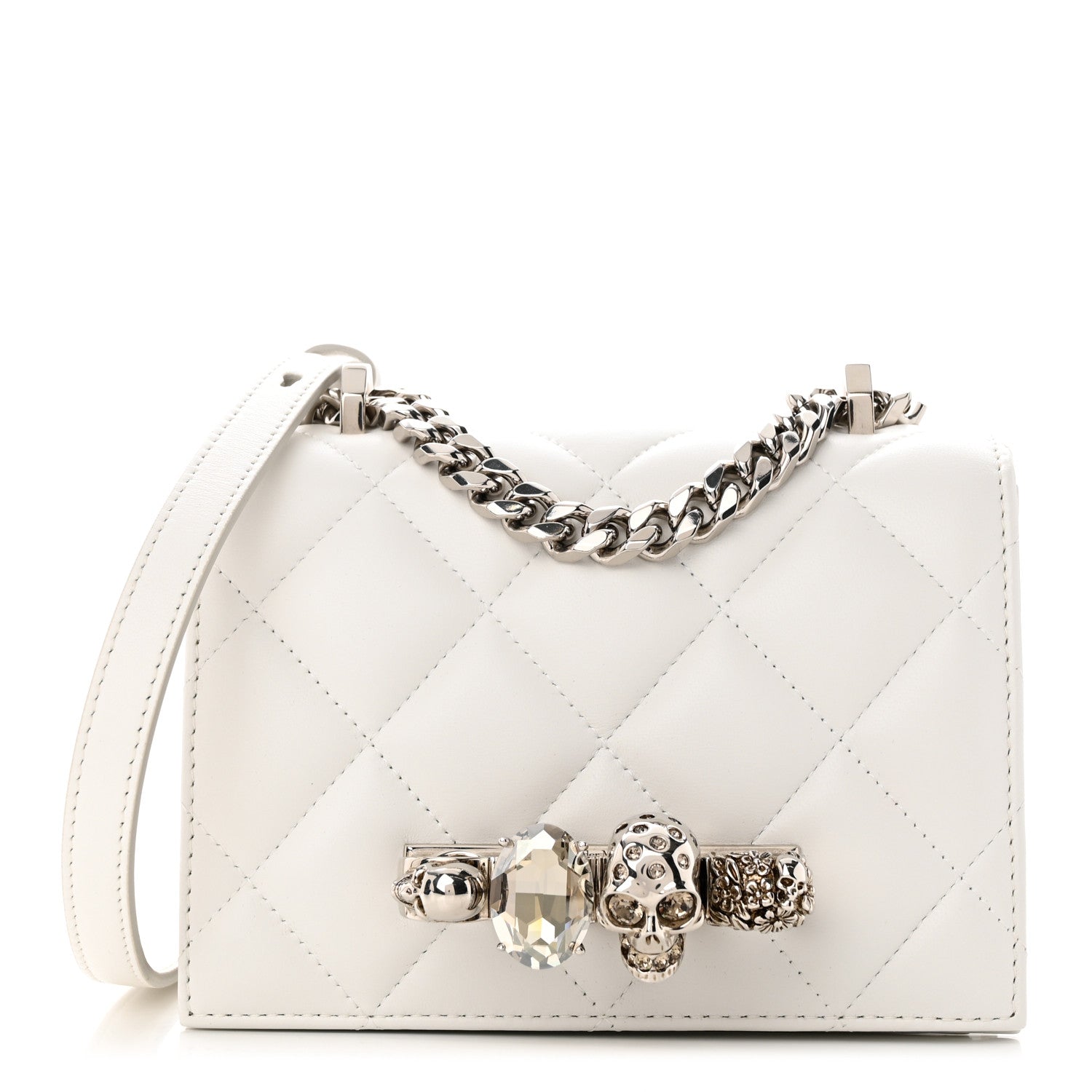 Alexander McQueen Lambskin Quilted Knuckle Shoulder Bag White 1 of 10