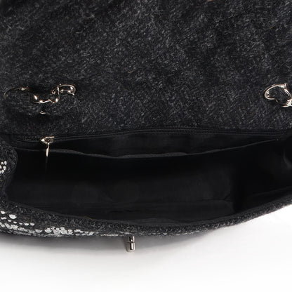 Chanel Tweed Swarovski Crystal Leopard Jumbo Flap Black 6 of 8