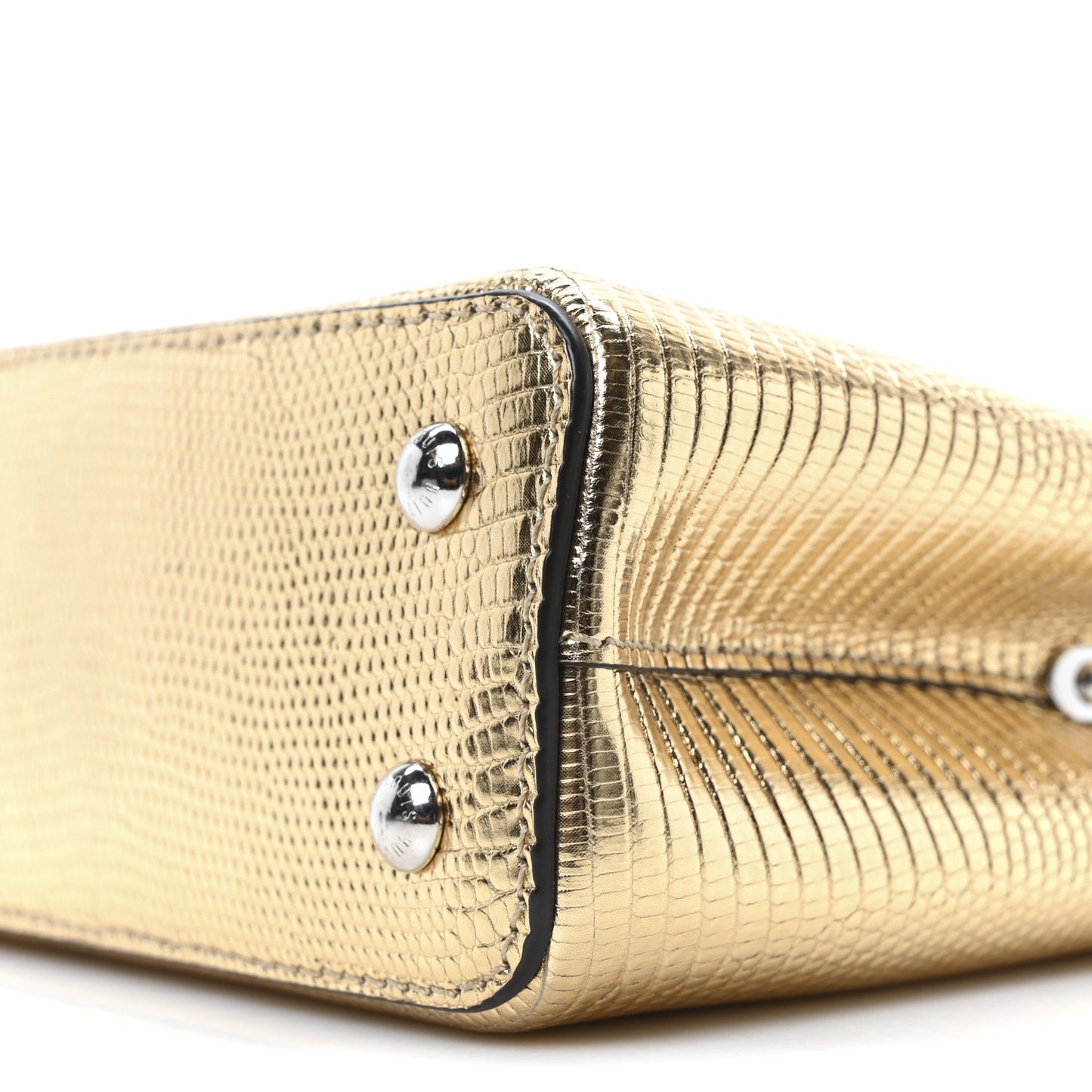 Metallic Lizard Capucines Mini Silver Gold