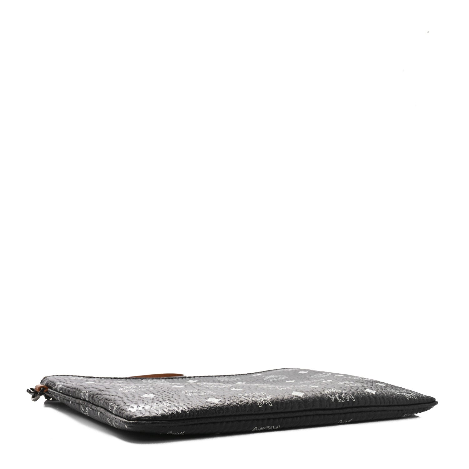 MCM Visetos Medium Stark Wristlet Pouch Black Cognac 4 of 8