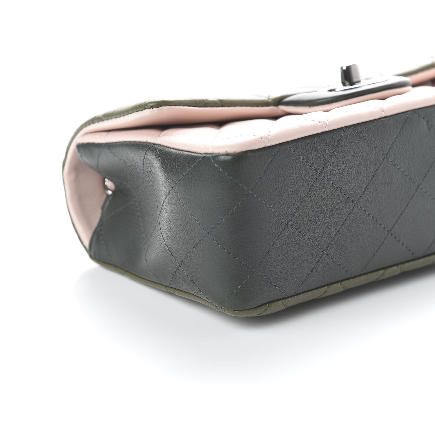 Chanel Lambskin Quilted Tri-Color Mini Rectangular Flap Green Pink 6 of 10