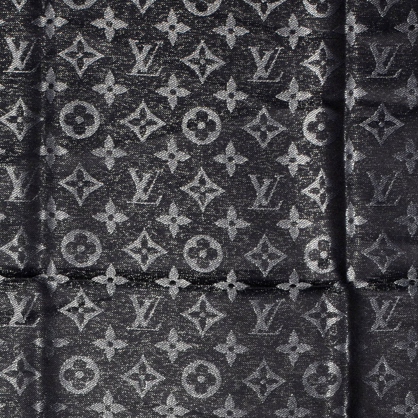 Silk Lurex Wool Monogram Shine Shawl Black