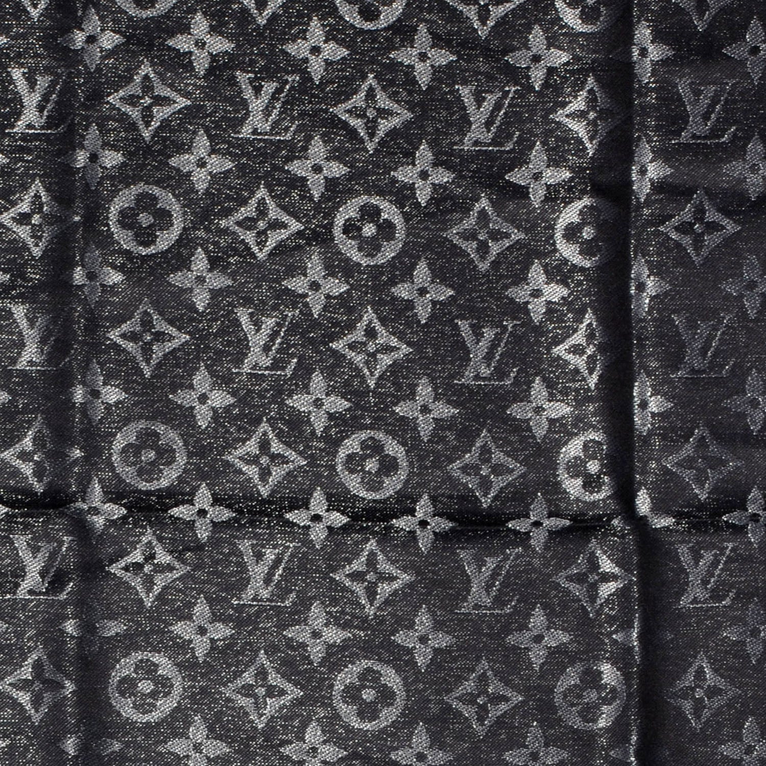 Louis Vuitton Silk Lurex Wool Monogram Shine Shawl Black 1 of 4