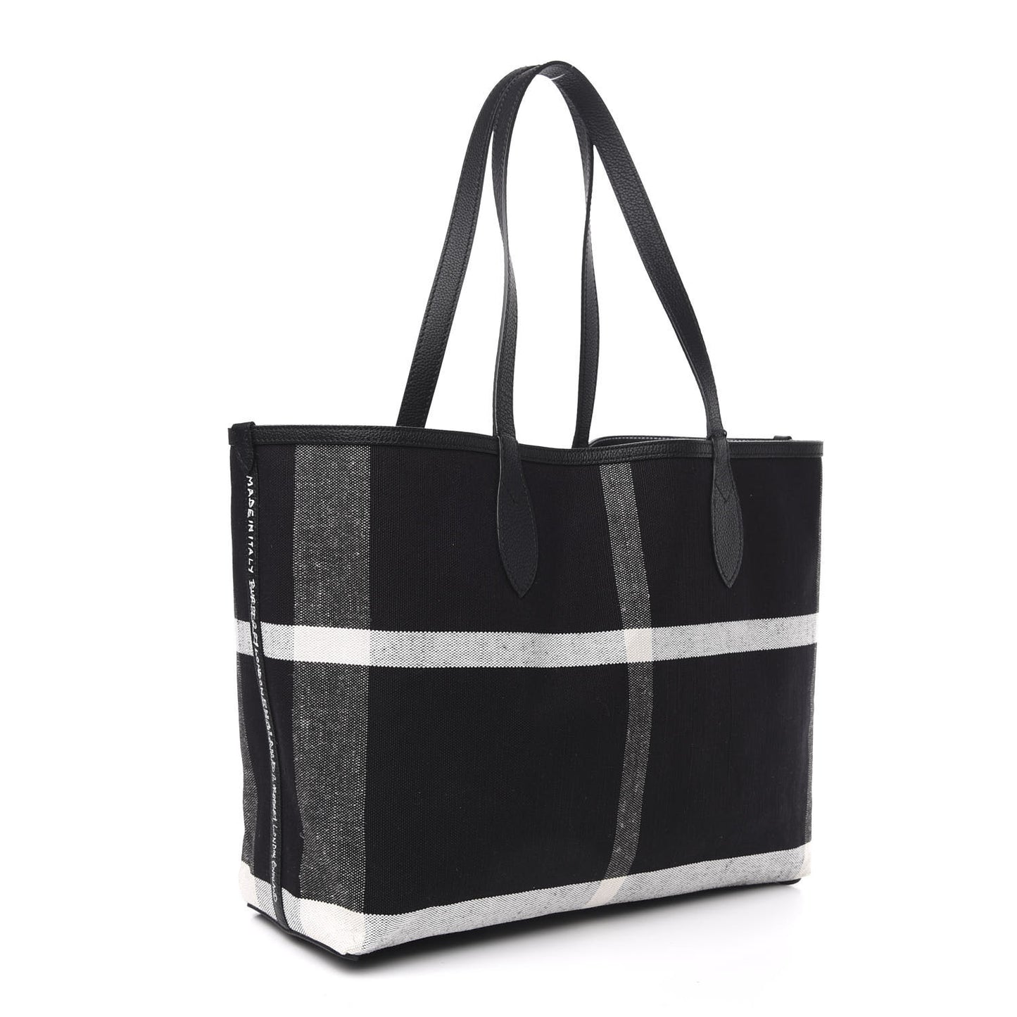 Coated Canvas Mega Check Medium Doodle Tote Black White