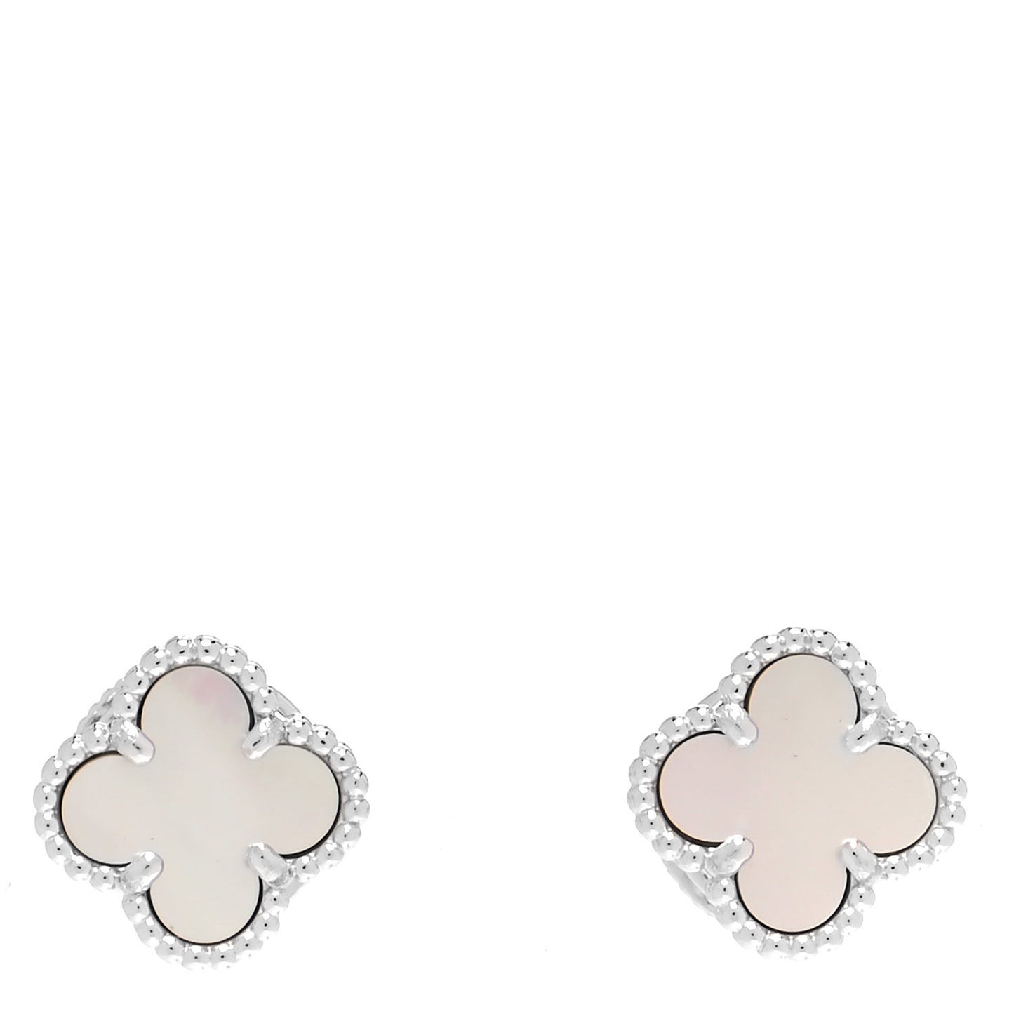 18K White Gold Mother of Pearl Sweet Alhambra Earrings