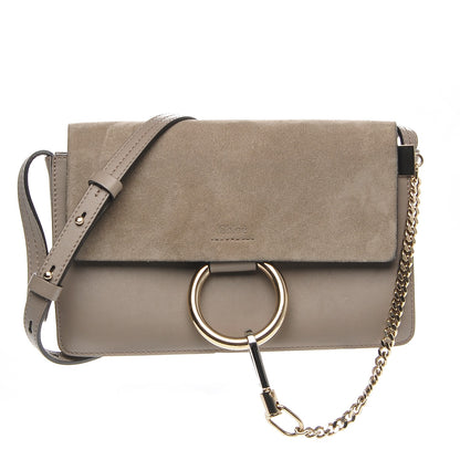Chloe Suede Calfskin Small Faye Shoulder Bag Motty Grey 1 of 7
