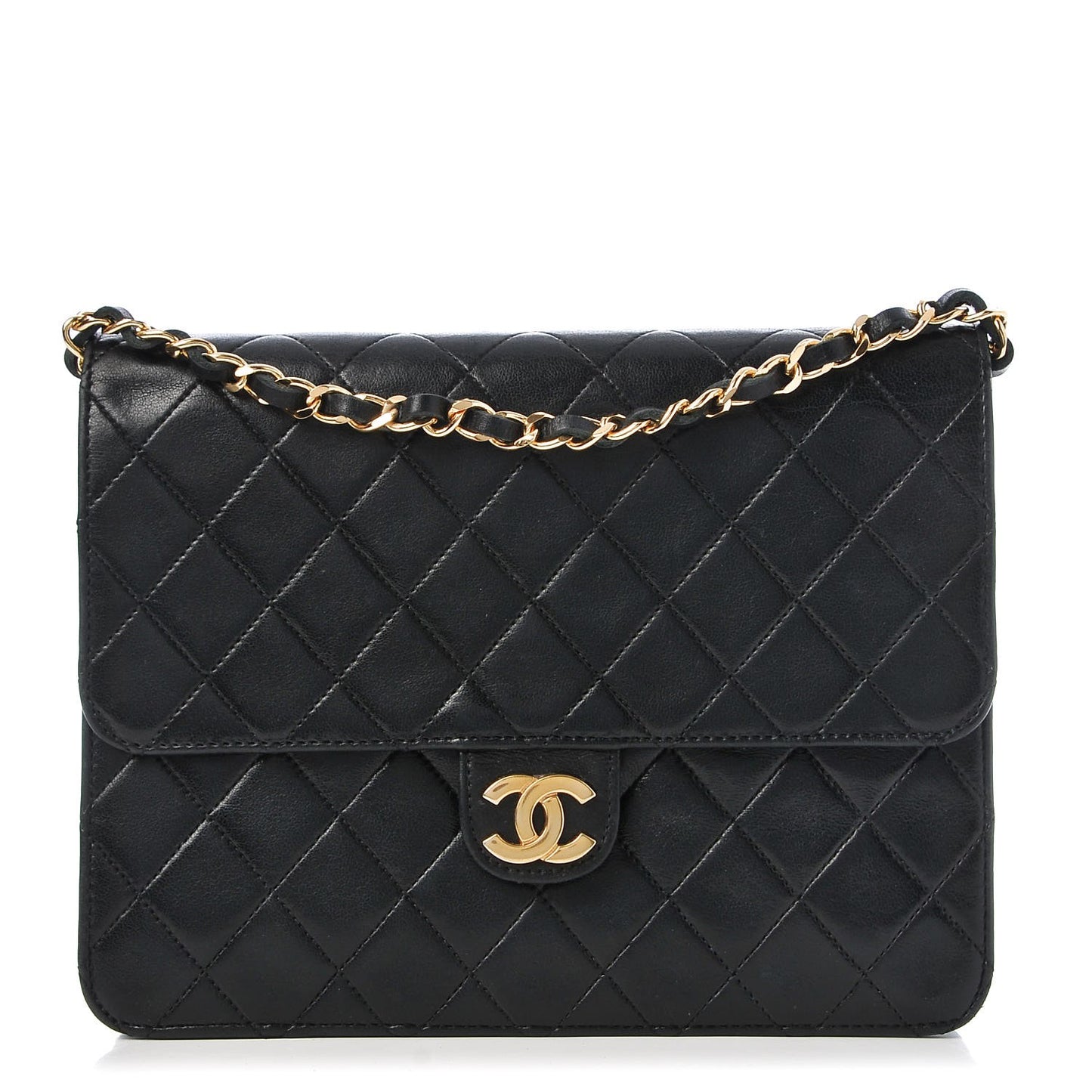 Lambskin Quilted Small Single Flap Black