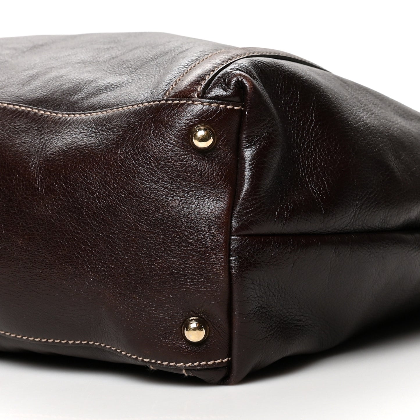 Calfskin Large Britt Shoulder Bag Dark Brown
