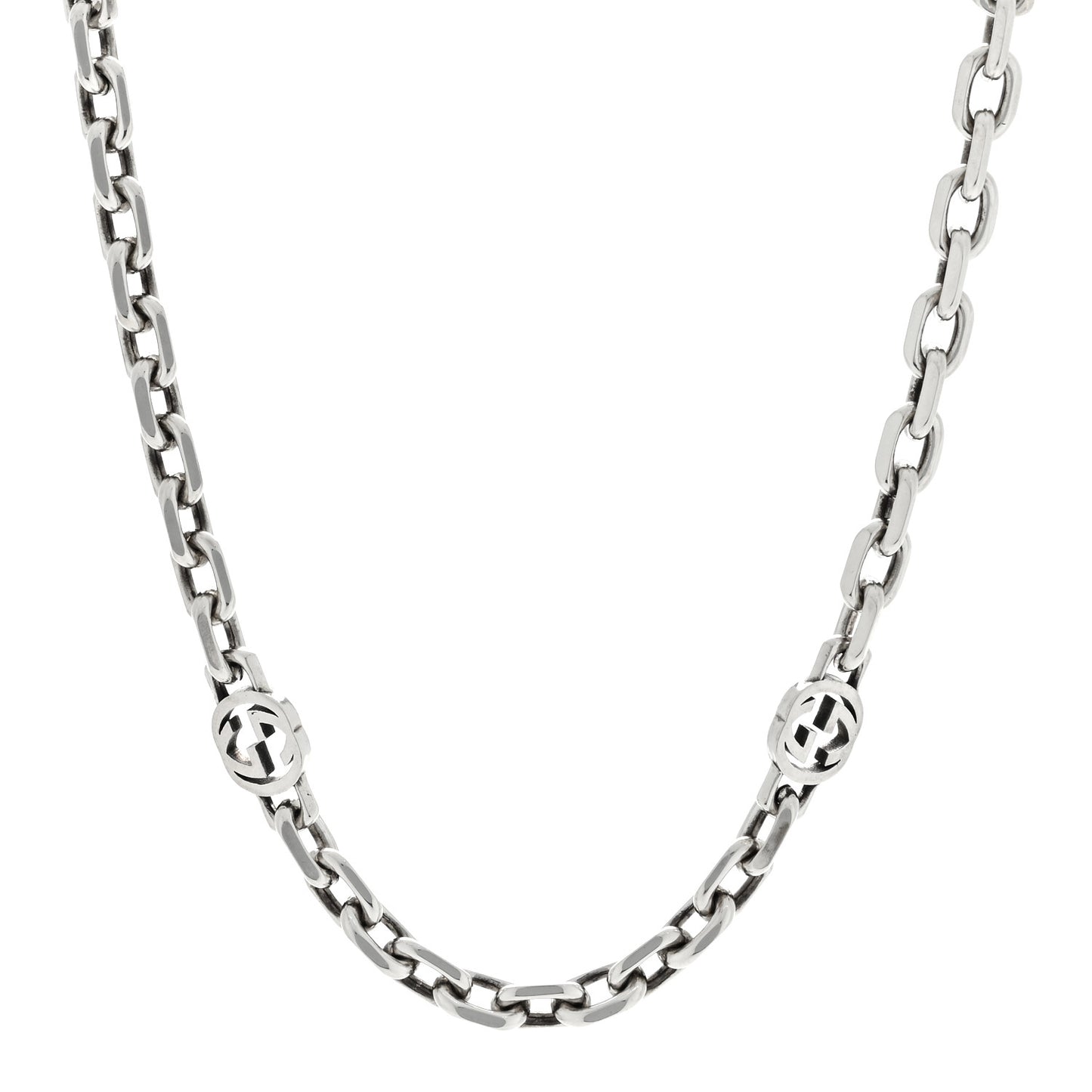Sterling Silver Interlocking GG Chain Necklace