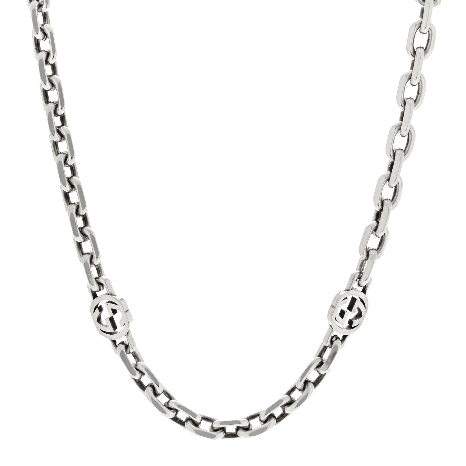 Gucci Sterling Silver Interlocking GG Chain Necklace 1 of 3