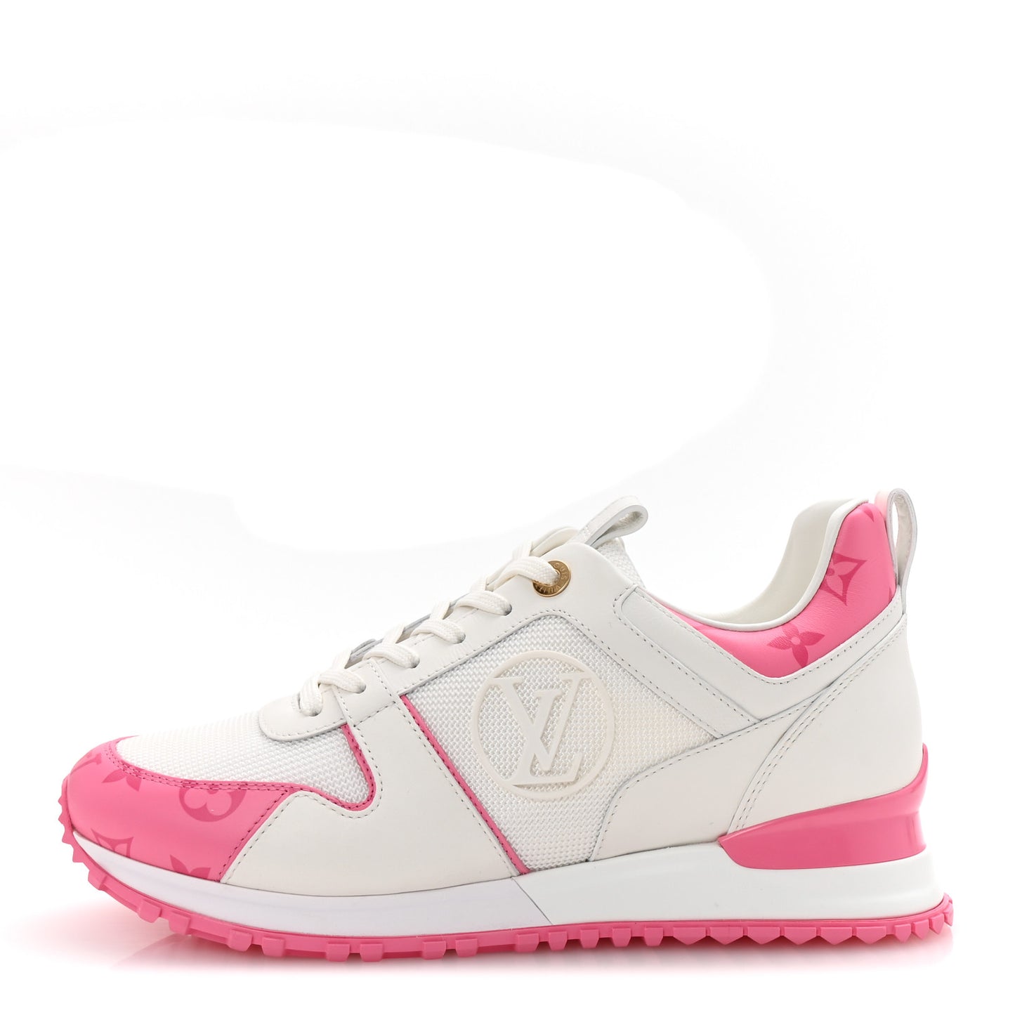 Calfskin Monogram Run Away Sneakers 39 White Pink