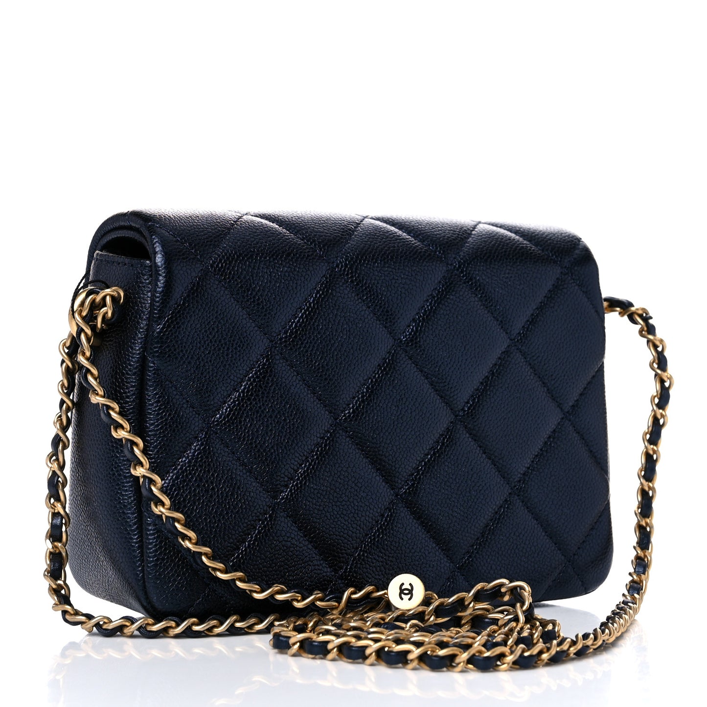 Iridescent Caviar Quilted Mini My Perfect Flap Black