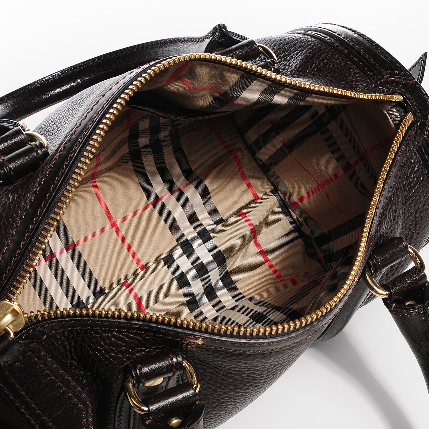 Burberry Grainy Calfskin Medium Alchester Bowling Bag Dark Chocolate 4 of 9