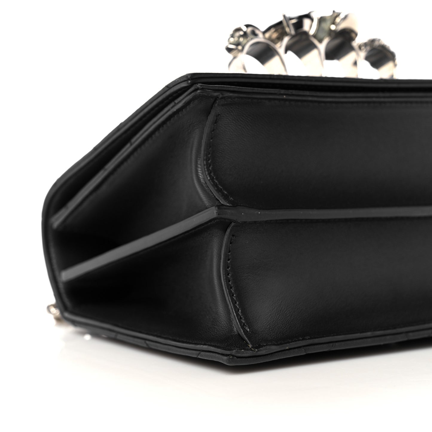 Lambskin Quilted Knuckle Shoulder Bag Black