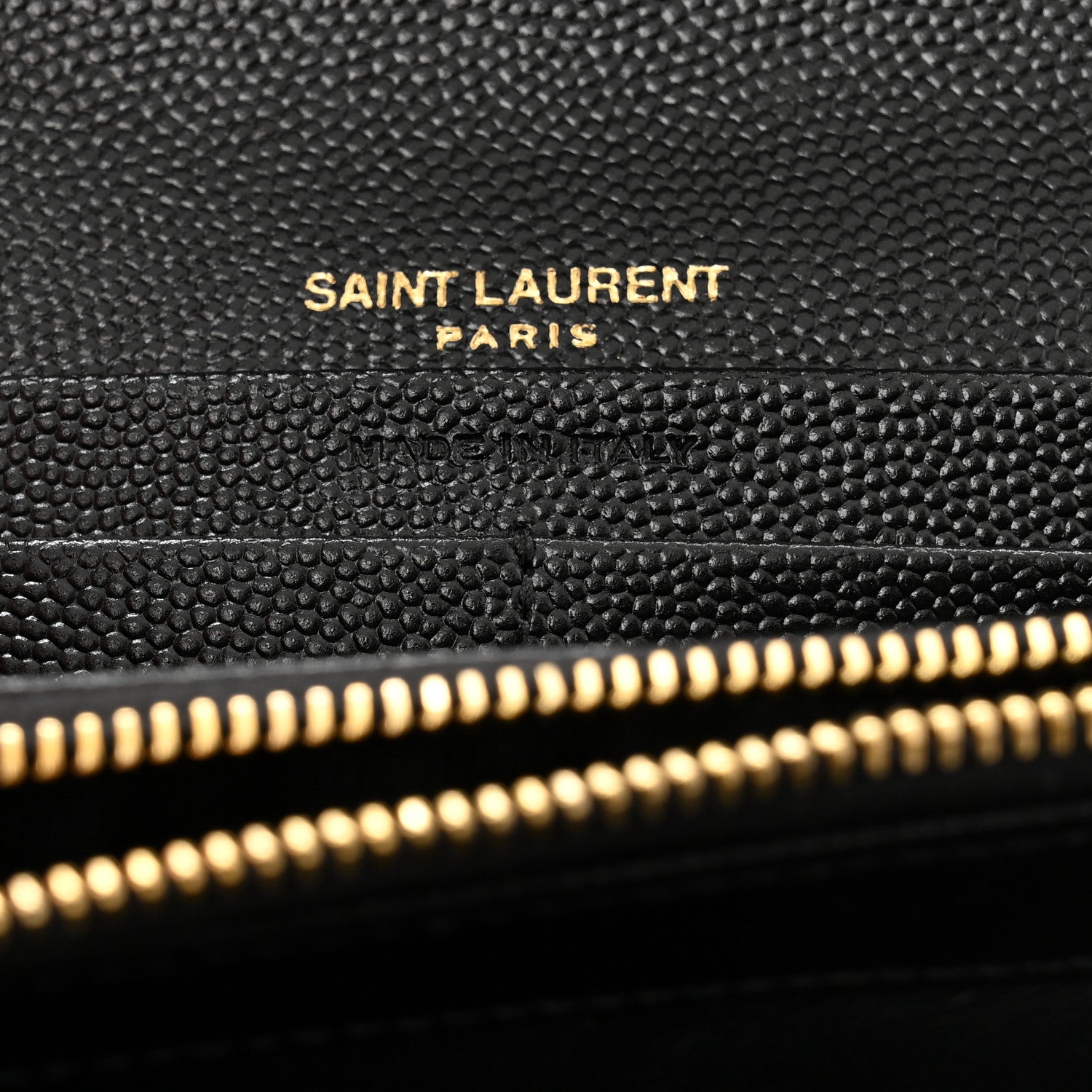 Saint Laurent Grain De Poudre Matelasse Chevron Monogram Flap Wallet Black 6 of 6