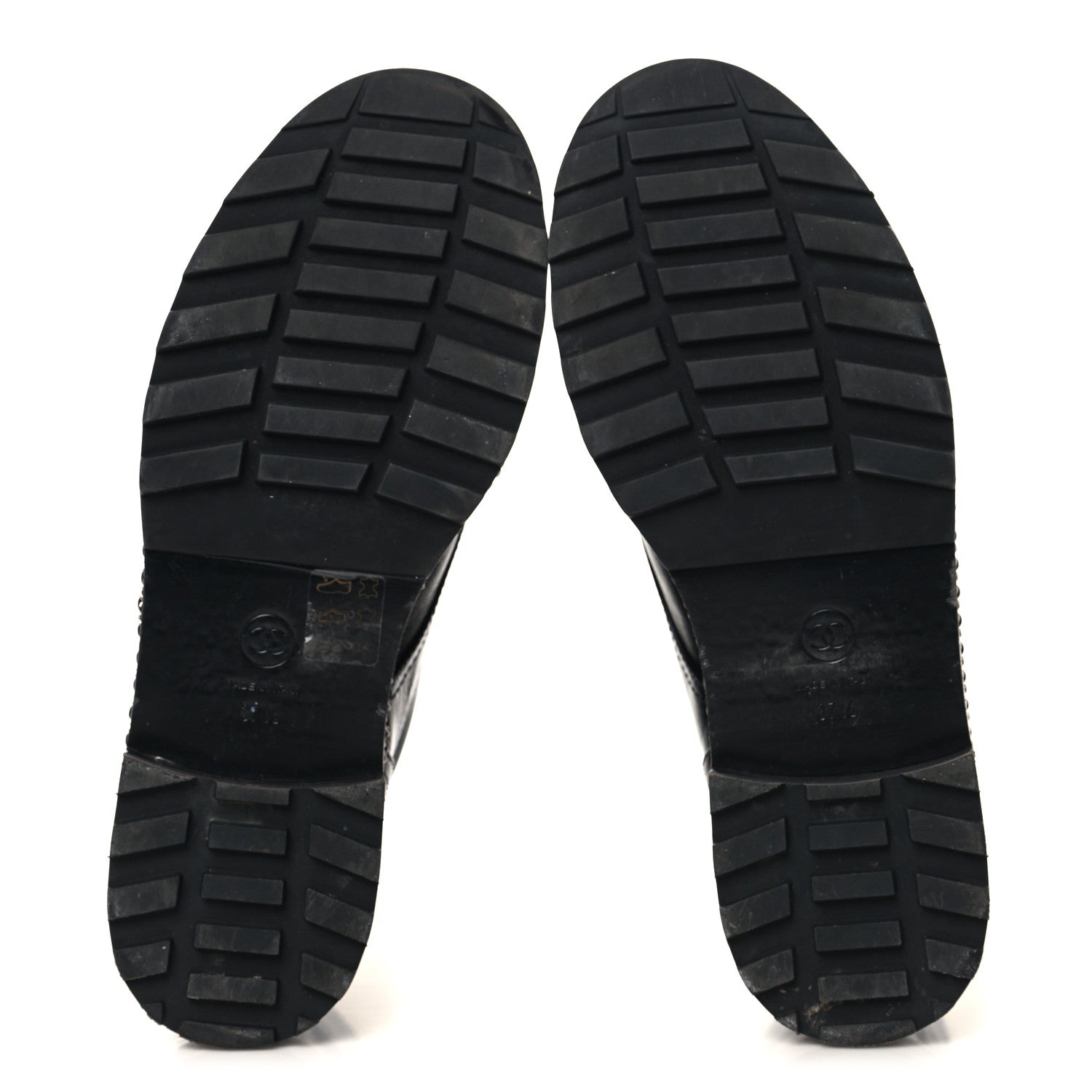 Chanel Crackled Calfskin Velvet Pearl Combat Short Boots 37.5 Black 6 of 9