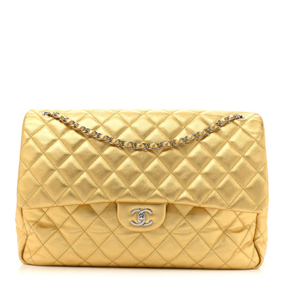 Chanel Metallic Calfskin Quilted Small XXL Travel Flap Bag Gold 1 of 9