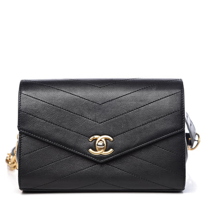 Chanel Calfskin Chevron Stitched Coco Waist Bag Black 1 of 9