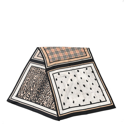 Burberry Silk Vintage Check Animal Print Scarf Archive Beige 2 of 4
