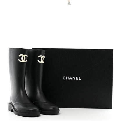 Chanel Caoutchouk CC High Boots 35 Black 10 of 10