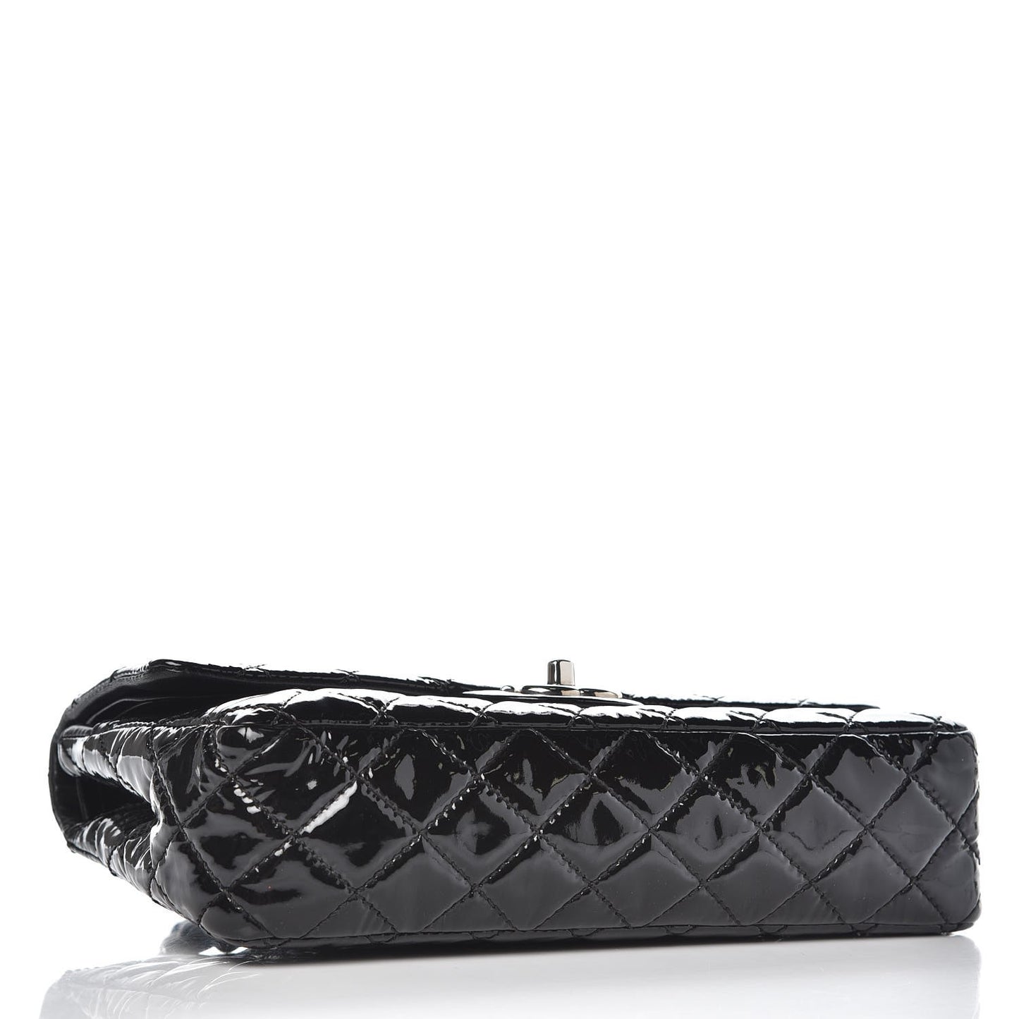 Patent Quilted Medium Double Flap Black