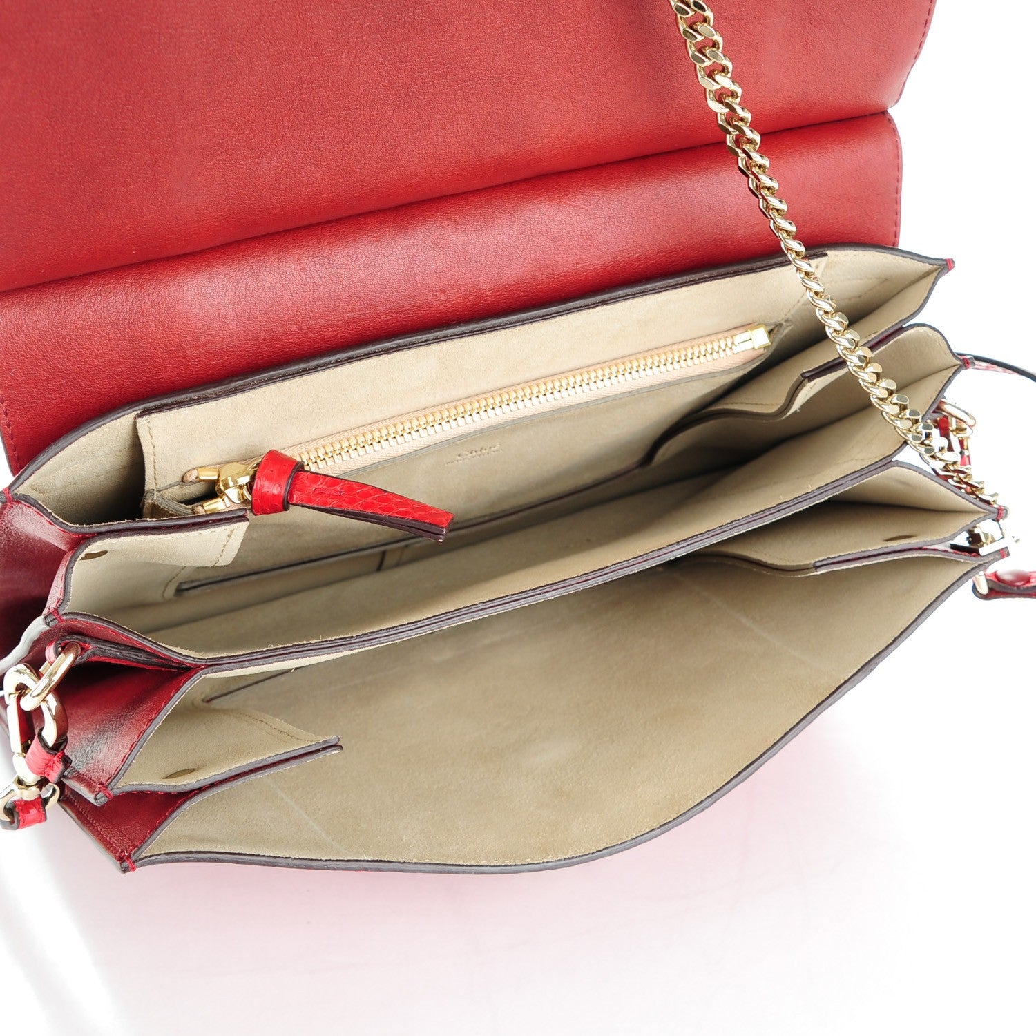 Chloe Python Medium Faye Shoulder Bag Red 5 of 7
