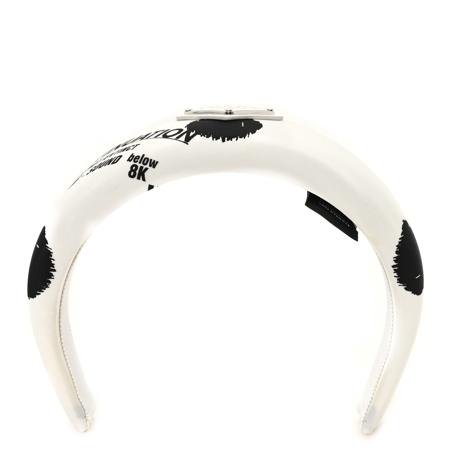 Prada Re-Nylon Printed Metal Triangle Logo Headband Black White 1 of 6