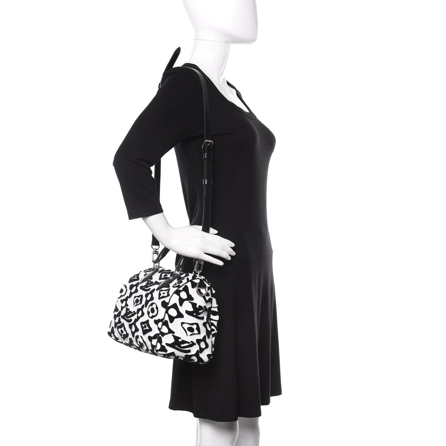 Louis Vuitton X UF Tufted Monogram Speedy Bandouliere 25 White Black 2 of 11