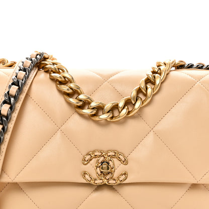 Chanel Goatskin Quilted Large Chanel 19 Flap Beige 8 of 11