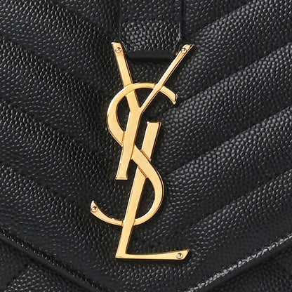 Saint Laurent Grain De Poudre Textured Mixed Matelasse Triquilt Monogram Clutch Black 8 of 10