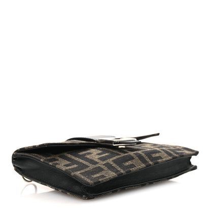 Fendi Recycled Fabric Jacquard Vitello Grace FF 1974 Baguette Belt Pouch Tobacco Moro Black 4 of 12
