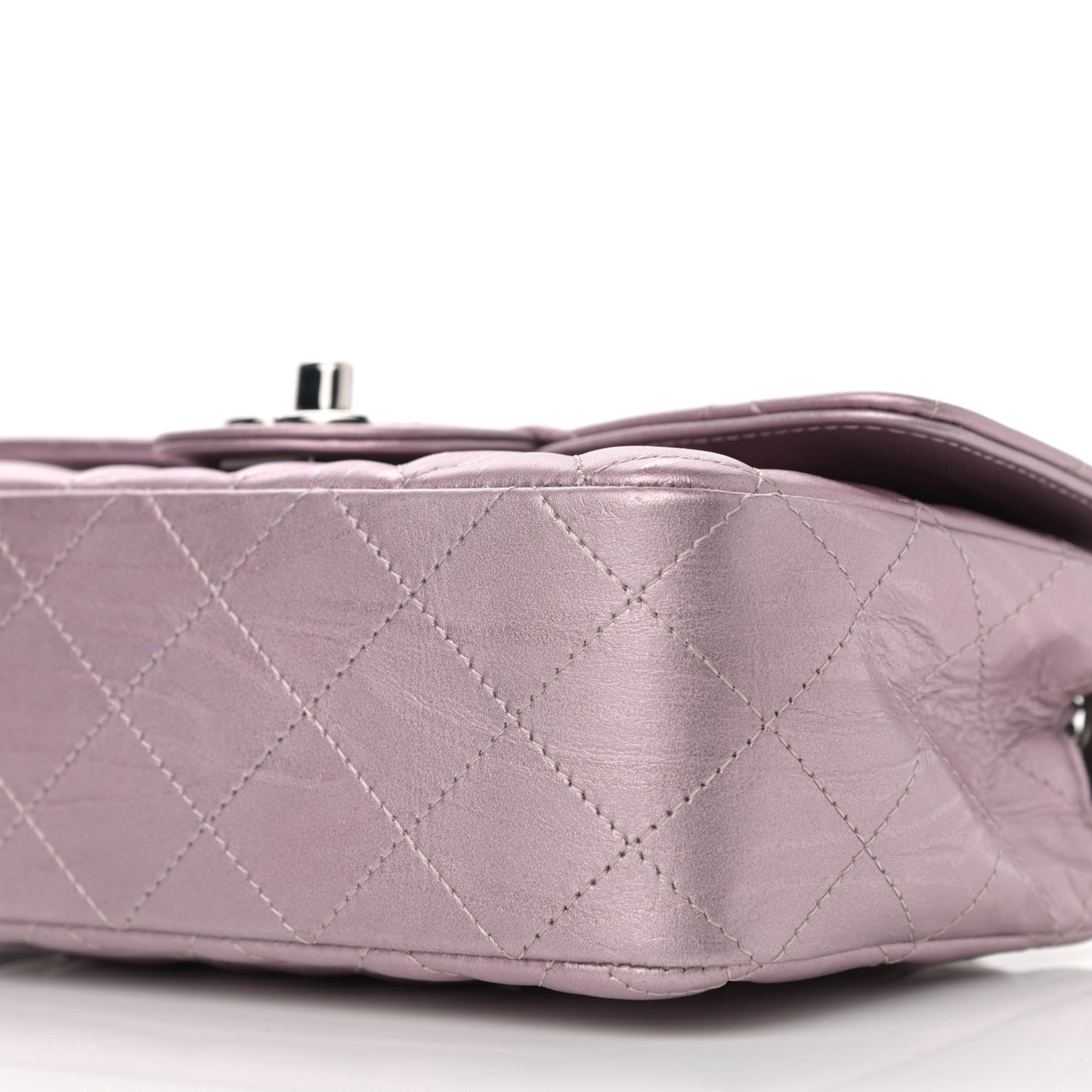 Metallic Calfskin Quilted Mini Rectangular Flap Pink