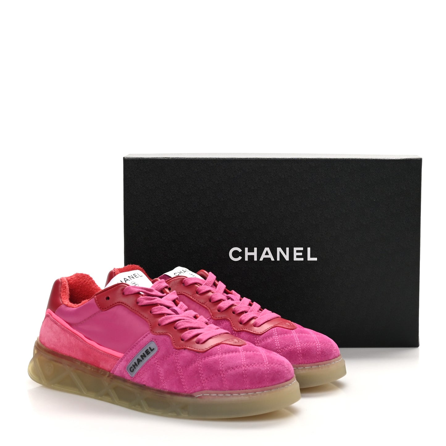 Suede Calfskin Quilted Sneakers 40.5 Pink