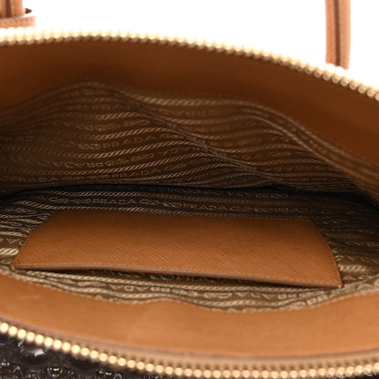 Prada Saffiano Cuir Double Zip Frame Tote Caramel 6 of 11