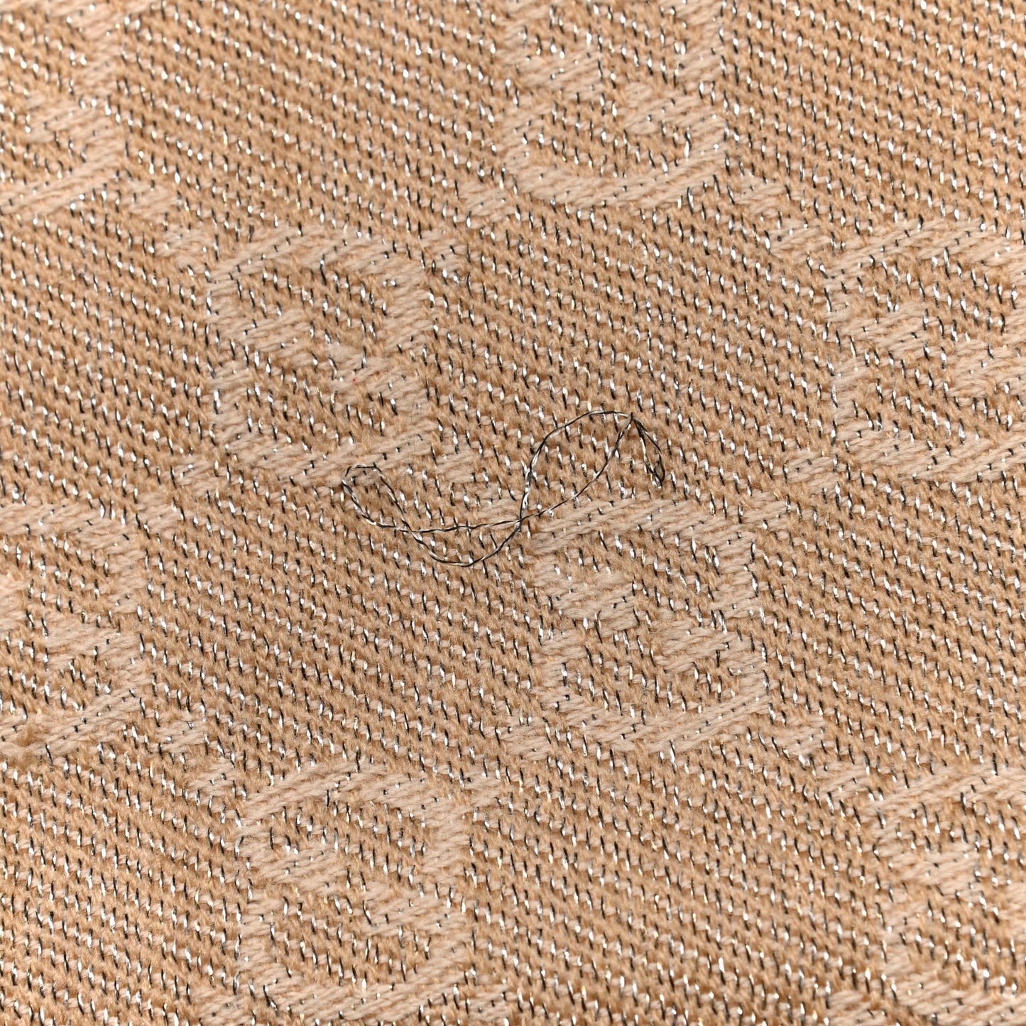Metallic Wool GG Monogram Fringe Scarf Natural