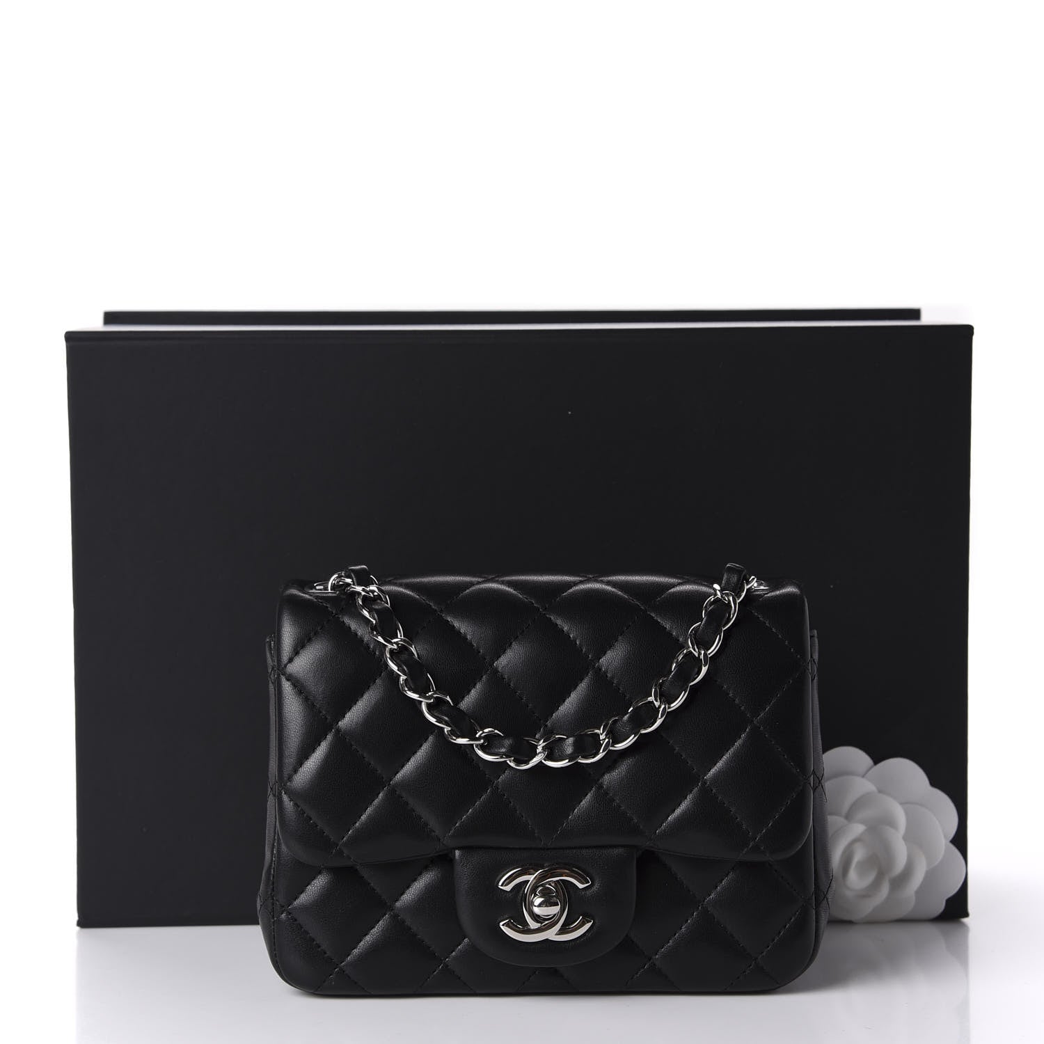 Chanel Lambskin Quilted Mini Square Flap Black 11 of 11