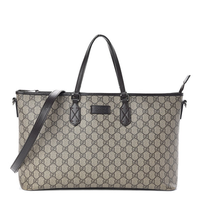 Gucci GG Supreme Monogram Medium Zippered Tote Dark Brown 1 of 8