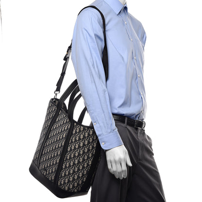 Christian Dior HOMME Oblique Grained Calfskin Tote Blue 2 of 11