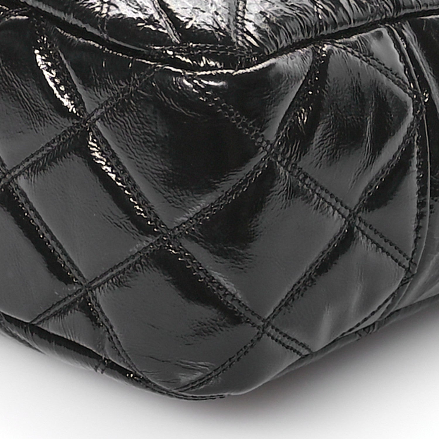 Chanel Shiny Aged Calfskin Quilted Large Shopping Bag Black 10 of 11
