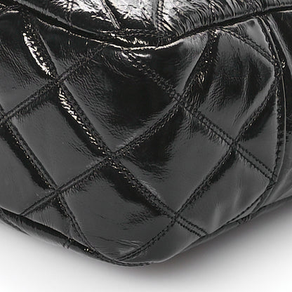 Chanel Shiny Aged Calfskin Quilted Large Shopping Bag Black 10 of 11