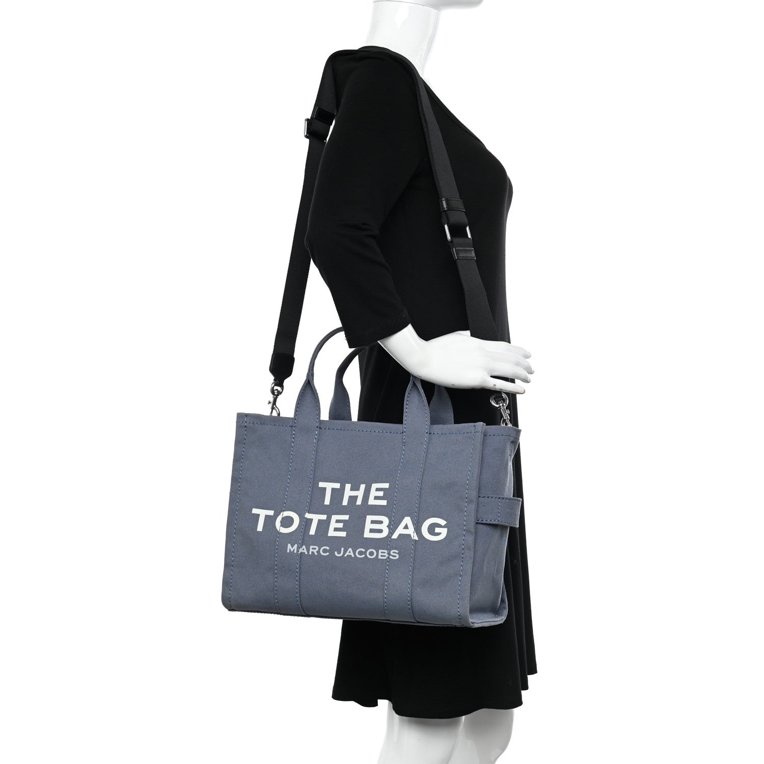 Marc Jacobs Cotton Canvas Medium The Traveler Tote Bag Blue Shadow 2 of 14