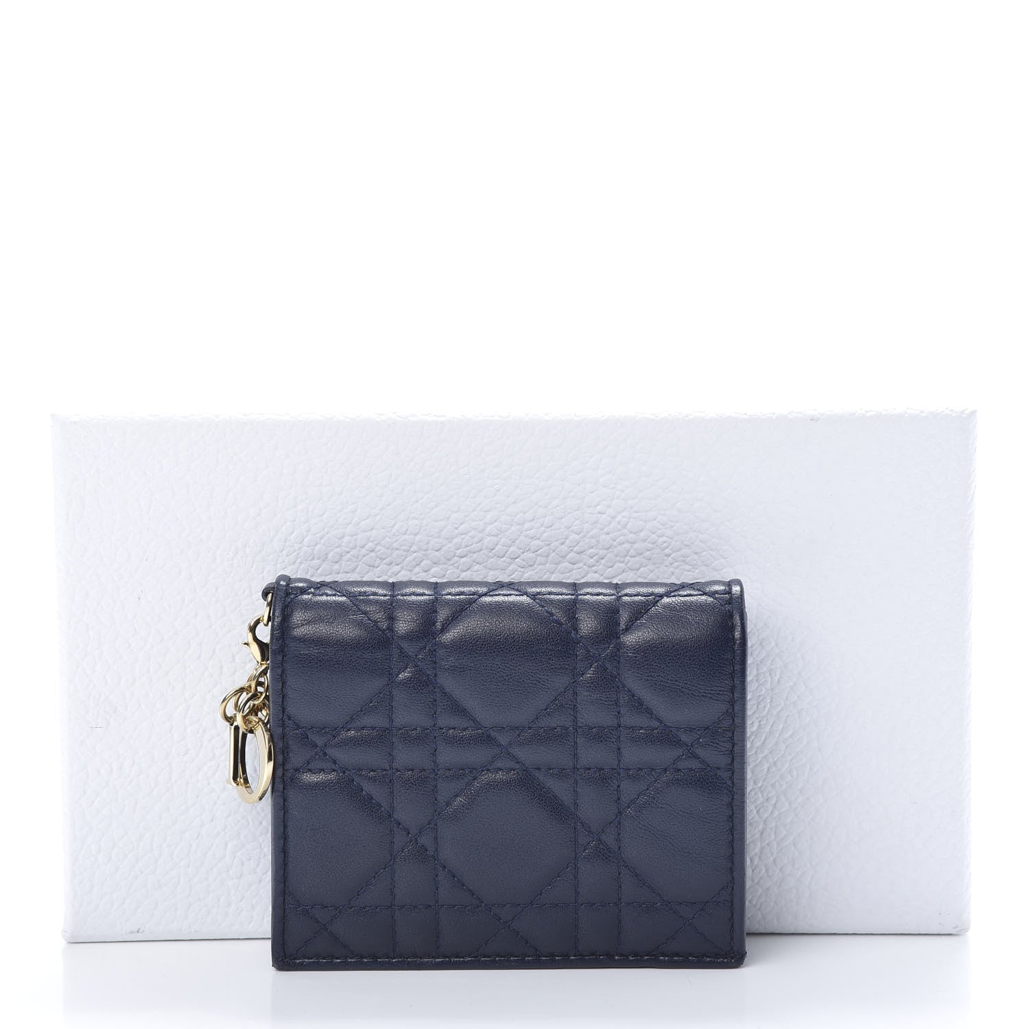 Christian Dior Lambskin Cannage Mini Lady Dior Wallet Navy 12 of 12