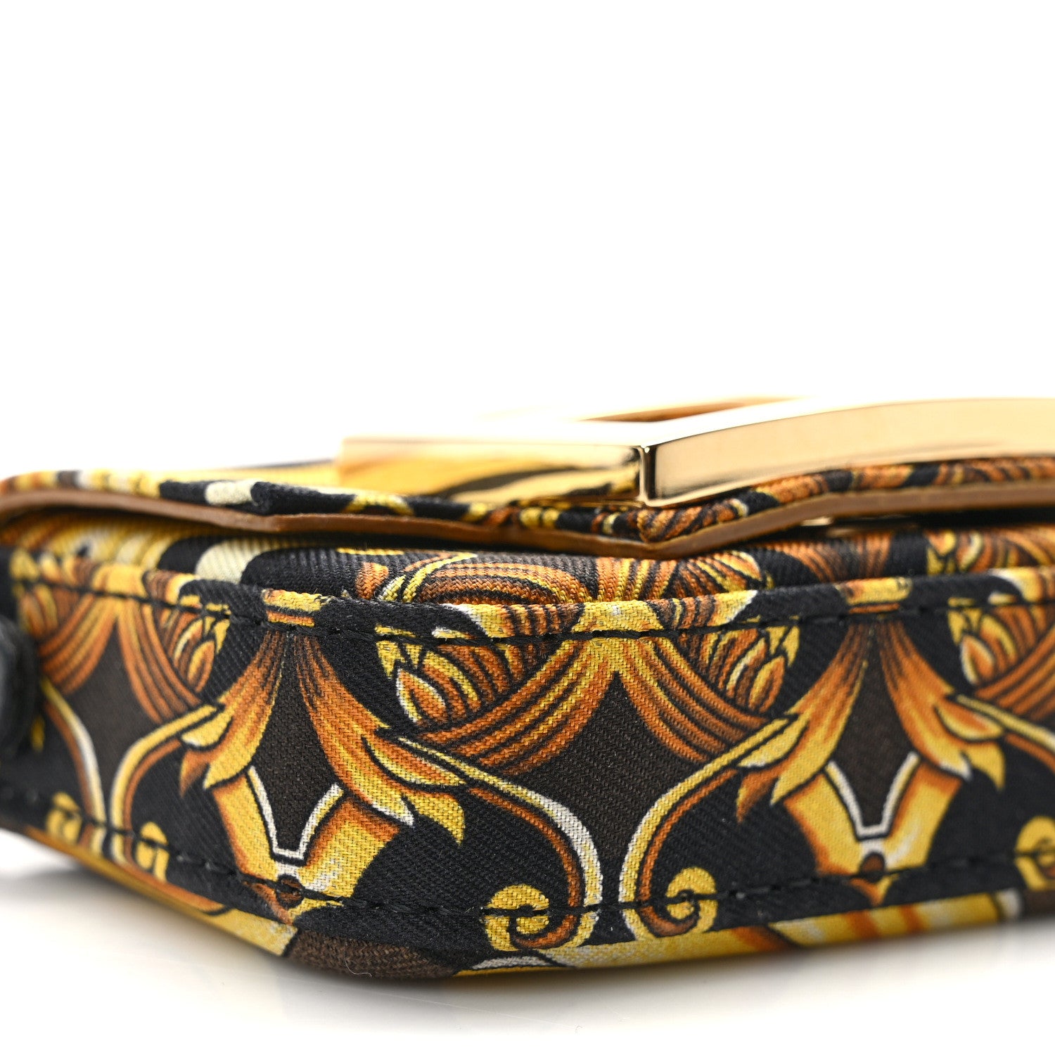 Fendi X VERSACE Silk Fendace FF Baroque Nano Brooch Baguette Charm Black Gold 8 of 12