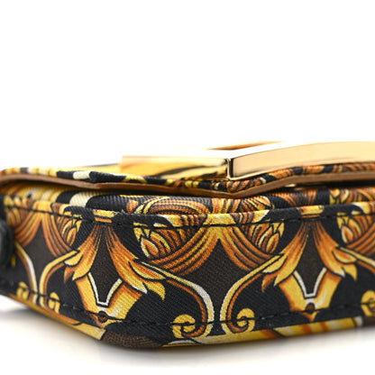 Fendi X VERSACE Silk Fendace FF Baroque Nano Brooch Baguette Charm Black Gold 8 of 12