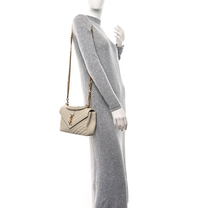 Saint Laurent Sheepskin Matelasse Chevron Monogram Medium College Bag Crema Soft 2 of 10