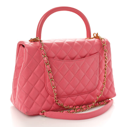 Chanel Caviar Lizard Embossed Quilted Small Coco Handle Flap Pink 3 of 10