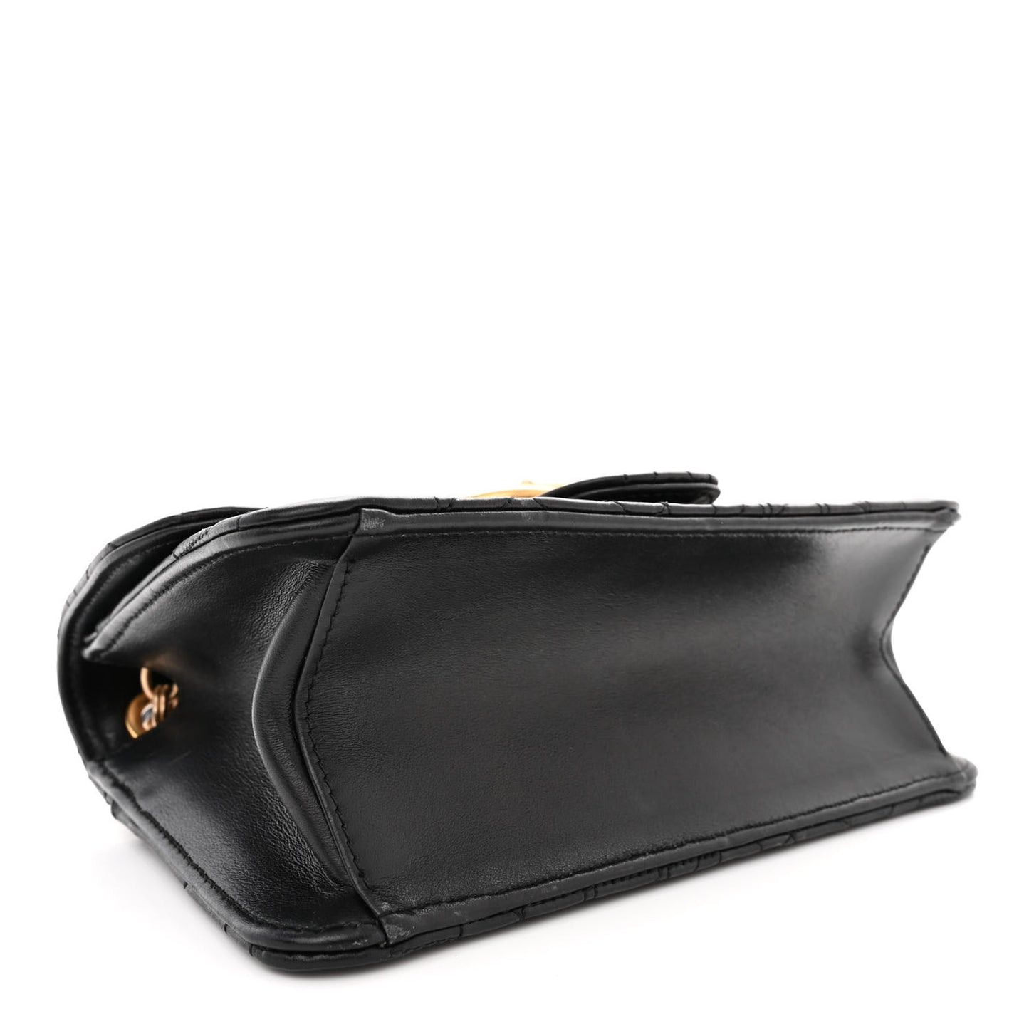 Calfskin Quilted Gancini Flap Bag Black